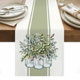 thumbnail image 1 of Eucalyptus Green Table Runner - 36 Inch Long, Kitchen Dining Table Runner Dresser Scarves, Vintage Bottle Succulents Stripes Farmhouse Decor for Coffee Tables Wedding Party Banquet, 1 of 8