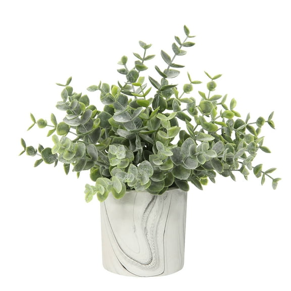 Eucalyptus Greenery Mini Artificial Plants Potted Fake Plants in Marble Pot Home Office Desk Room Centerpiece Shelf Décor