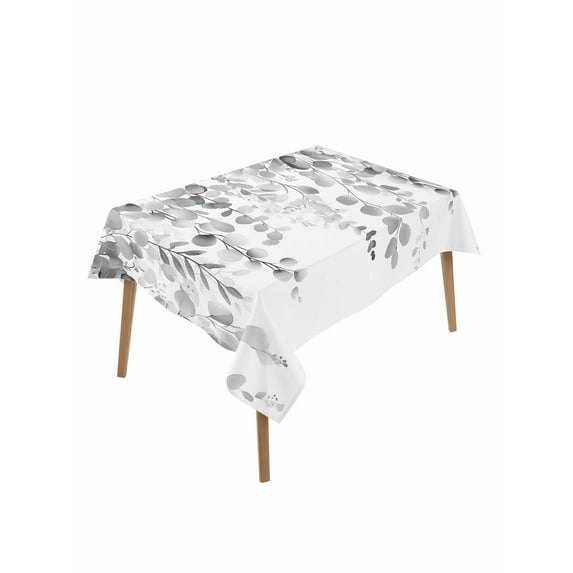Eucalyptus Grey Table Cloth, Farmhouse Leaves Summer Spring Leaf Waterproof Tablecloth for Rectangle Tables, Reusable Washable Fabric Table Cover for Restaurant Kitchen Dining Tables 60"x84"