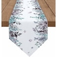 thumbnail image 1 of Eucalyptus Herb Cotton and Linen Triangle Table Runners Long Dresser Scarves Table Decoration for Wedding Party/Graduation Ceremony/Banquet Teal Brown Botanical Leaves White, 1 of 9