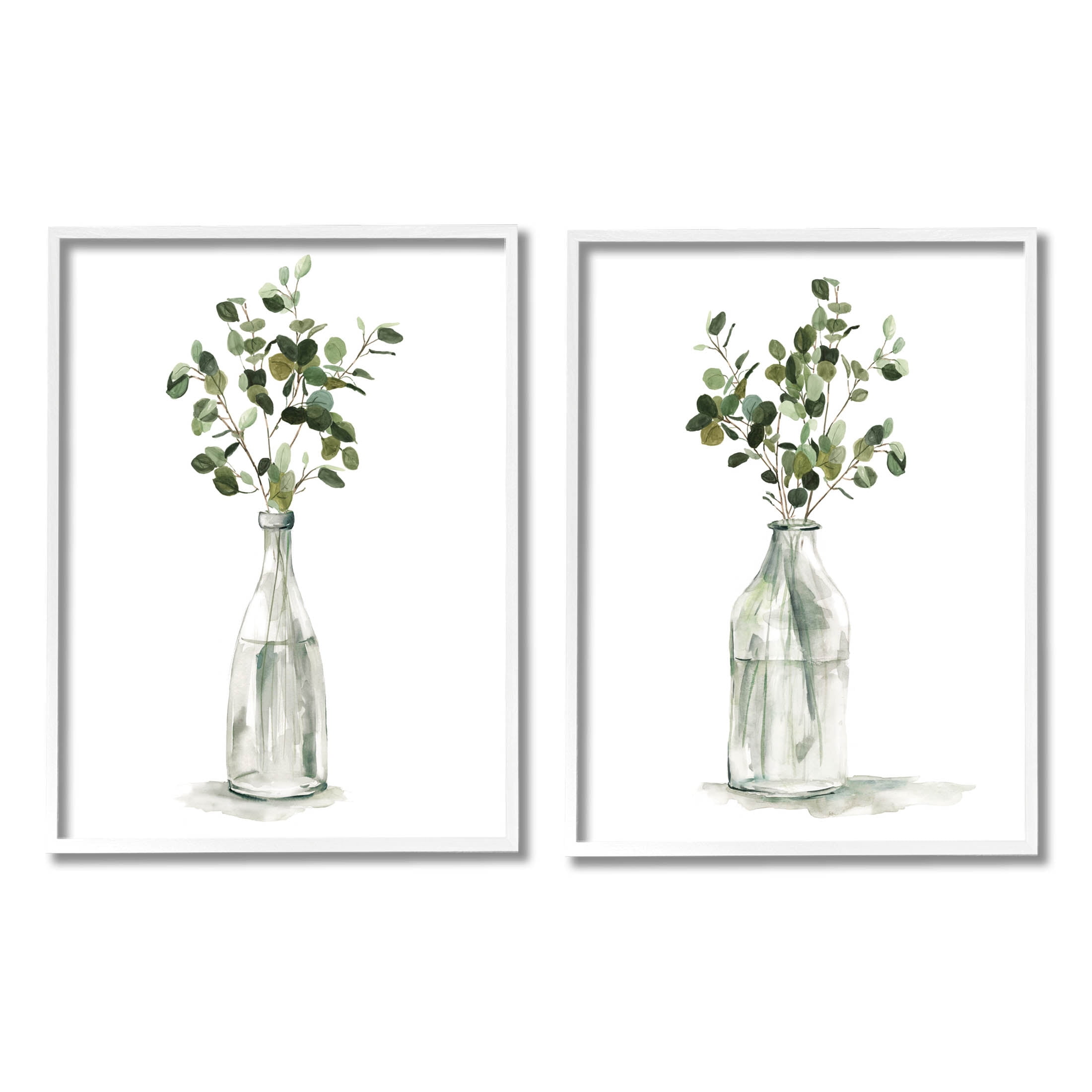 Eucalyptus Herbal Bouquet Arrangement Botanical & Floral Graphic Art White Framed Art Print Wall Art, Set of 2