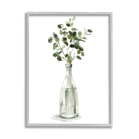 Eucalyptus Herbs Bottle Vase Botanical & Floral Graphic Art Gray Framed Art Print Wall Art