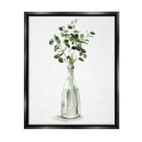 Eucalyptus Herbs Bottle Vase Botanical & Floral Graphic Art Jet Black Framed Art Print Wall Art