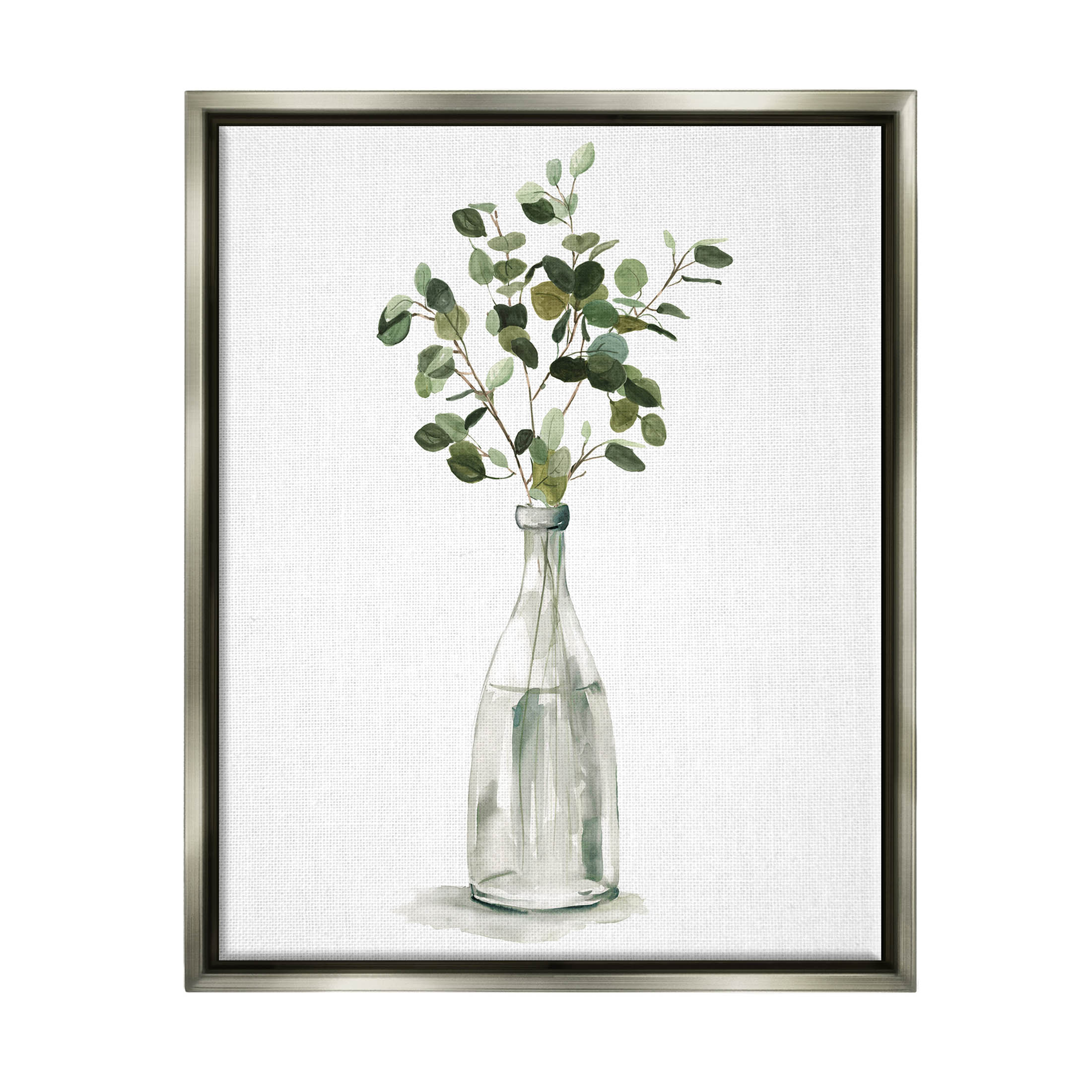 Eucalyptus Herbs Bottle Vase Botanical & Floral Graphic Art Luster Gray Framed Art Print Wall Art
