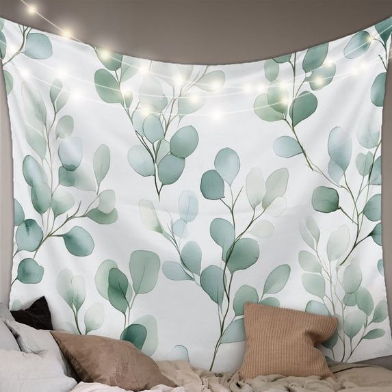 Eucalyptus Large Tapestry for Bedroom Wall Hanging Tapestry,Ombre Greenery Round Leaves Succulent Plant Ceiling Backdrop Tapestries Poster Blanket Wall Decor for Teens Room Living Room 86" x 104"
