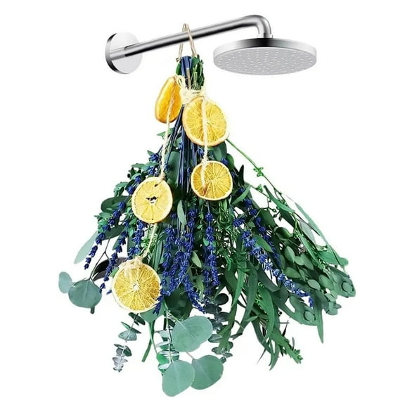 Eucalyptus Lavender Plant for Shower, Eucalyptus for Shower Hanging,17'' Preserved Eucalyptus Shower Plants, Preserved Eucalyptus Lavender with Dried Lemon Slices, Bathroom Vase Decor