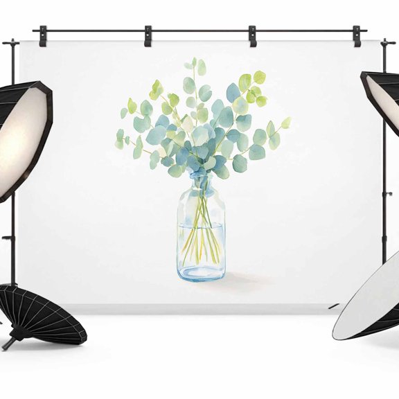 Eucalyptus Leaf Backdrop for Photography, Vintage Green Leaf Plant Photo Backdrop Portrait Background Party Banner Photo Backgrounds for Studio Booth Props, 7x5ft