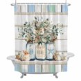 thumbnail image 1 of Eucalyptus Leaf Bathroom Shower Curtain, Starfish Shell Vase Teal Wood Grain Rope Waterproof Washable Soft Bath Curtain for Bathtub Decor with 12 Hooks&Grommet, 48x72 Inch, 1 of 9