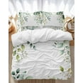 thumbnail image 1 of Eucalyptus Leaf Bedding Duvet Cover Set King Size 4 Pieces Country Green Plant Soft Twill Plush Quilt Cover, Include 1 Duvet Cover 1 Flat Sheet And 2 Pillow, 1 of 7