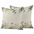 thumbnail image 1 of Eucalyptus Leaf Chamomile Outdoor Pillow Covers Pack of 2 Vintage White Floral Rustic Green Plant Linen Texture Waterproof Throw Pillow Covers Decorative Cushion Cases for Patio Garden 20x20 inch, 1 of 9