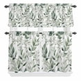 thumbnail image 1 of Eucalyptus Leaf Curtain Valances Set Green Plant Watercolor Farmhouse Kitchen Curtains 24&nbsp;inch Length Rod Pocket Valance and Tiers 3 Piece Set Small Bedroom Bathroom Laundry Decor, 1 of 9