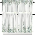 thumbnail image 1 of Eucalyptus Leaf Kitchen Curtain Set, Spring Sage Green Farmhouse Leaves Watercolor Botanical Plants Window Valances and Tier Set for Home Living Room Café Décor 54''x18'' & 27''x36''x2, 3 Panels, 1 of 4