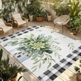 thumbnail image 1 of Eucalyptus Leaf Outdoor Rug for Patio/Deck/Porch, Non-Slip Large Area Rug 5 x 8 Ft, Farmhouse Buffalo Plaid Green Botanical Indoor Outdoor Rugs Washable Area Rugs, Camping Rug Carpet Runner, 1 of 8