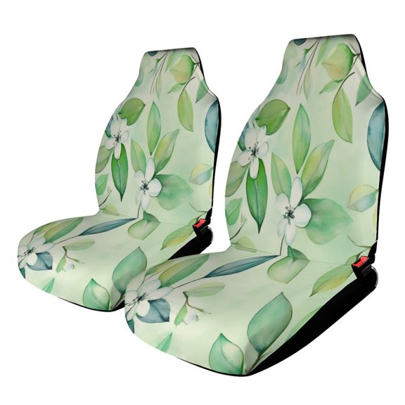 Eucalyptus Leaf Pattern Car Seat Covers Front Seats Universal Fit for Cars SUV Truck Auto Interior Accessories