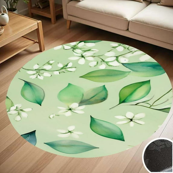 Eucalyptus Leaf Pattern Round Carpet Living Room Bedroom Home Decoration Coffee Table Mat Lounge Rug Chair Mats