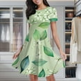 thumbnail image 1 of Eucalyptus Leaf Pattern Women's Classic Swing Skater Dress Casual Work Party Cocktail Dresses, 1 of 6