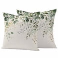 thumbnail image 1 of Eucalyptus Leaf Pillow Covers 2 Pack Country Plant Linen Texture Pillowcase Waterproof Outdoor Throw Pillow Cover for Patio Garden Square Cushion 20”x20”, 1 of 9