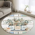 thumbnail image 1 of Eucalyptus Leaf Round Area Rugs 3 ft, Starfish Shell Vase Washable Small Area Rug with Non-Slip Sturdy Edge Binding Round Front Door Mat Floor Carpet for Entryway, 1 of 9