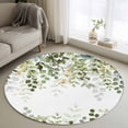 thumbnail image 1 of Eucalyptus Leaf Round Living Room Rugs 4 ft, Sage Green Leaves Branch Abstract Art Washable Area Rug with Non-Slip Sturdy Edge Binding Round Carpet for Entryway Kitchen Bedroom Bathroom, 1 of 9