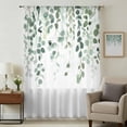 thumbnail image 1 of Eucalyptus Leaf Sage Green Sheer Curtains 54 Inches Long, Spring Weeping Leaves Botanical Light Filering Curtains, Breathable Simi Curtain Privacy Drapes for Kitchen Bathroom Small Window Treatment, 1 of 9