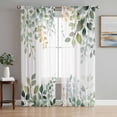 thumbnail image 1 of Eucalyptus Leaf Sheer Curtains 96 Inch Length 2 Panels Set, Sage Green Botanical Floral Spring Voile Window Treatment Semi Sheer Long Curtains Drapes for Bedroom/Living Room/Kitchen 52"x96"x2, 1 of 7