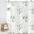 thumbnail image 1 of Eucalyptus Leaf Shower Curtains, Weighted Bottom Sage Green Watercolor Botanical Plants with Gold Branches Spring Fabric Bathroom Curtain Waterproof Washable Hooks,72x72, 1 of 6
