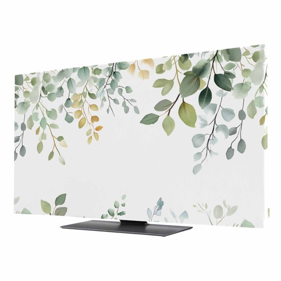 Eucalyptus Leaf TV Dust Cover 24 Inch, Green Plant Country Farm Computer Monitor Cover Dustproof Stretchable Indoor TV Screen Protector for LED LCD Universal Monitors