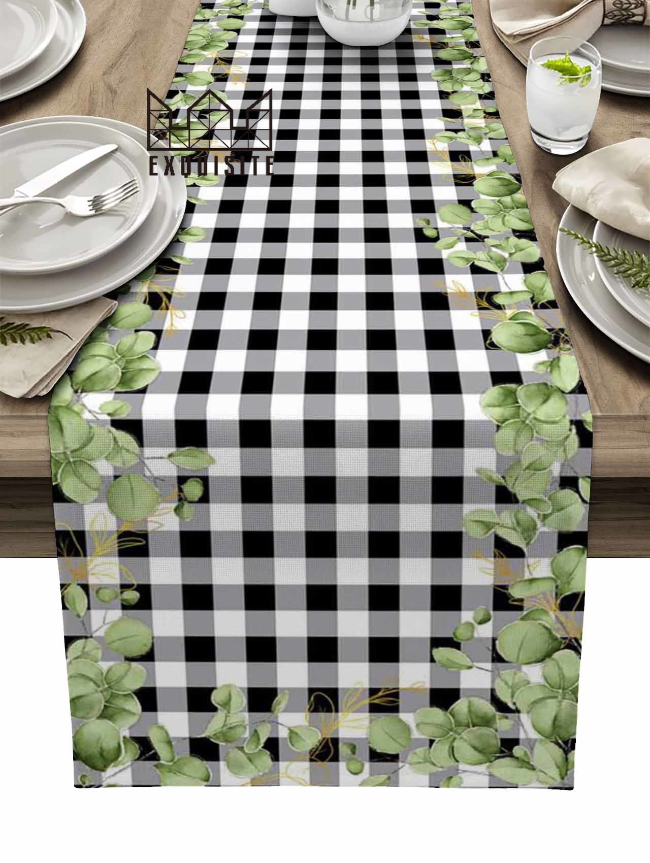 Eucalyptus Leaf Tropical Plaid Coffee Table r Dinner Table ration