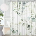 thumbnail image 1 of Eucalyptus Leaf Waffle Shower Curtains, Weighted Bottom Sage Green Spring Watercolor Botanical Plants Textured Fabric Bathroom Curtain Bathtub Home Decor Waterproof Washable with Metal Hooks, 1 of 6