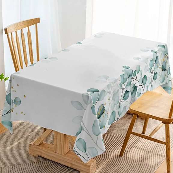 Eucalyptus Leaf Waterproof Tablecloth for Wedding Decoration Tropical Plant Birthday Party Tablecloth Kitchen Dining Decor