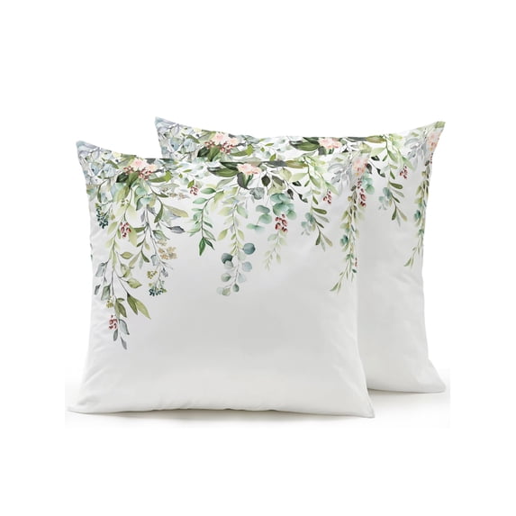 Create Leaf Spring Eucalyptus Leaves 16x16 Inch Outdoor Throw Pillows with Inserts, Set of ...