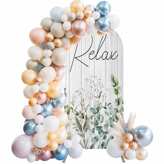 Eucalyptus Leaves Arch Backdrop Cover 4 FT Relax Watercolor Stretchy Elastic Arch Stand Covers Spandex Arched Background Birthday Wedding Party Decoration (No Stand)