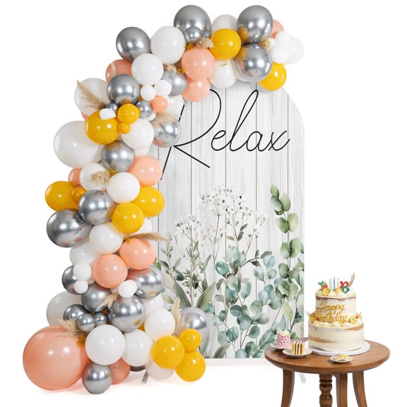 Eucalyptus Leaves Arch Backdrop Cover 4FT Relax Watercolor Plant Spandex Fitted Arch Covers Stretchy Backdrop Decoration for Wedding Birthday Graduation Party
