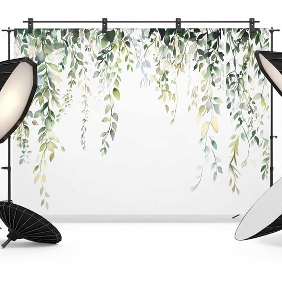 Eucalyptus Leaves Backdrop for Photography,Fabric Photo Background Backdrop,Botanical Weeping Spring Summer Photo Booth Background for Portrait Photoshoot Video Wedding Studio Decoration Banner 7x5ft