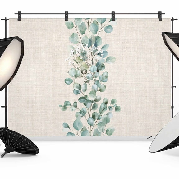 Eucalyptus Leaves Backdrop for Photoshoot,Photography Photo Studio Background Wall Backdrop,Vintage Country Botanical Rustic Back Drop Banner Panel for Portraits Wedding Party Live Streaming 7x5Ft