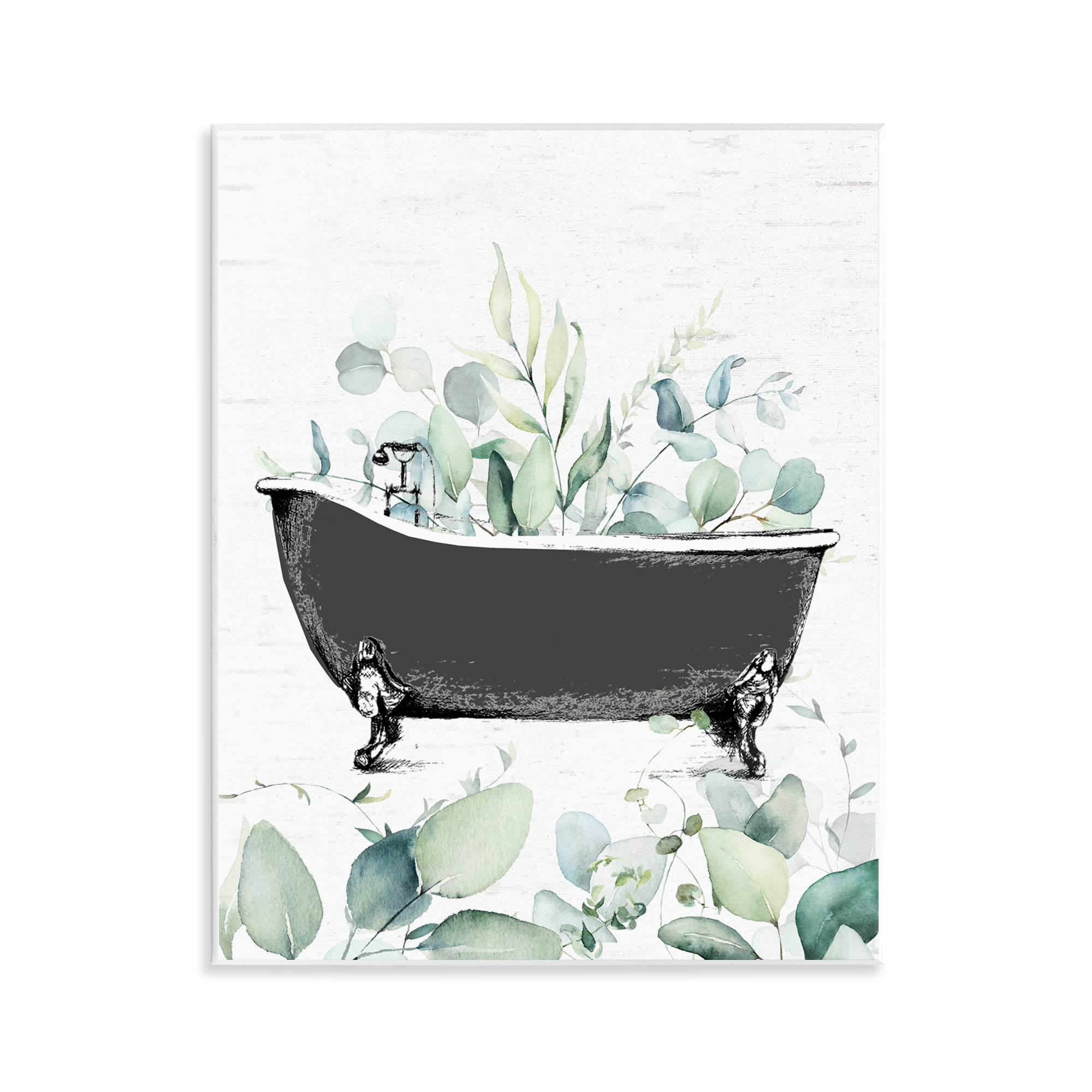 Eucalyptus Leaves Bathtub Wall Plaque Art, design by Lettered and Lined