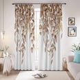 thumbnail image 1 of Eucalyptus Leaves Blackout Curtains for Bedroom/Living Room, Pinch Pleated Black Out Curtains, Brown Summer Botanical Weeping Room Darkening Window Drapes with Hooks 2 Panels, 59"x70", 1 of 8