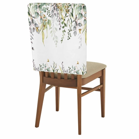 Eucalyptus Leaves Chair Covers Set of 6 Green Leaf Spring Plant Farm Country Style Chair Back Covers Stretch Removable Washable Slipcovers Protector for Dining Room Kitchen Party Decor