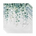thumbnail image 1 of Eucalyptus Leaves Cloth Napkins, Green Botanical Summer Spring Leaves Washable and Reusable Dinner Napkins Set of 4, Table Napkin for Kitchen Party Birthday Wedding Hotel Housewarming 20"x20", 1 of 8