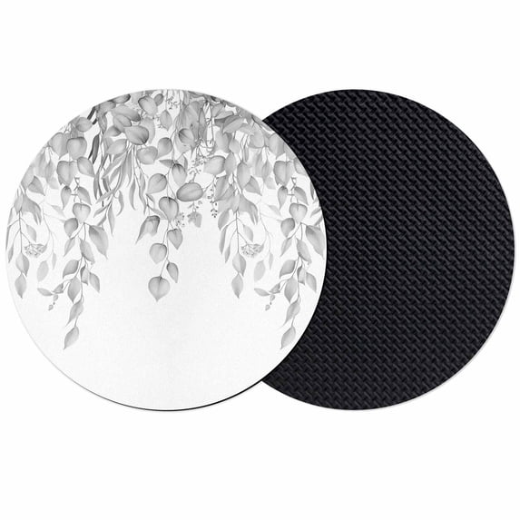 Eucalyptus Leaves Coasters Set of 2, Absorbent Coasters for Drinks, Grey Summer Botanical Weeping Coaster for Desk Coffee Table Protection, Home Decor House Warming Gifts 4"