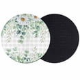 thumbnail image 1 of Eucalyptus Leaves Coasters Set of 2, Absorbent Coasters for Drinks, Spring Daily Flowers Plants Gray Plaid Coaster for Desk Coffee Table Protection, Home Decor House Warming Gifts 4", 1 of 8