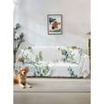 thumbnail image 1 of Eucalyptus Leaves Couch Cover Sofa Covers 3 Cushion Sectional Couch, Daisy Spring Floral Botanical Watercolor Washable Sofa Covers Slipcover Sectional Sofa Cover, Furniture Protector 71"x150", 1 of 9