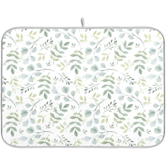 Eucalyptus Leaves Dish Drying Mat for Kitchen Countertop 18x24 Green Large Drying Mat Reusable Quick Dry Dish Sink Mats Easy Clean Decorative Essentials
