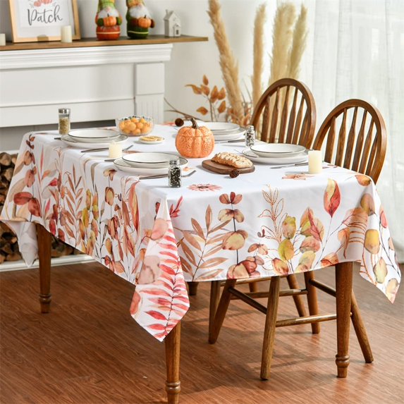 Eucalyptus Leaves Fall Tablecloth 60x84 Inch, Autumn Thanksgiving Vintage Washable Table Cover for Party Picnic Dinner Decor