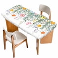 thumbnail image 1 of Eucalyptus Leaves Floral Table Cloths for 3 Foot Rectangle Tables, Spring Botanical Flowers Vines Patio Waterproof Elastic Fitted Tablecloths, Washable Rectangular Table Cover for Camping, 1 of 8