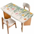 thumbnail image 1 of Eucalyptus Leaves Floral Table Cloths for 3 Foot Rectangle Tables, Spring Rustic Botanical Flowers Patio Waterproof Elastic Fitted Tablecloths, Washable Rectangular Table Cover for Camping, 1 of 8