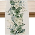 thumbnail image 1 of Eucalyptus Leaves Flowers Spring Table Runner Summer Seasons Burlap Table Decoration for Home Kitchen Dining Dinner Indoor Holiday Farmhouse Decor 13x72 Inch, 1 of 5