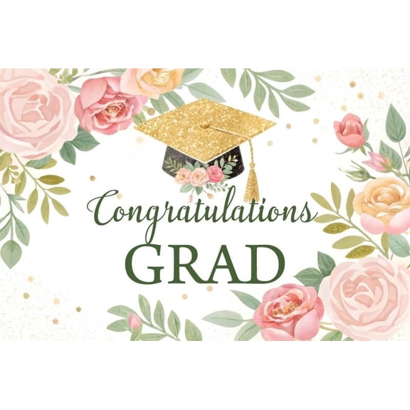 Eucalyptus Leaves Graduation Backdrop Boho Floral Class of 2025 Greenery Congrats Grad Decorations Background Graduate Pink Flower Prom Baby Shower Cake Table Banner Photo Booth