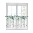 thumbnail image 1 of Eucalyptus Leaves Half Window Curtains 24 Inches Long, Spring Pastoral Butterfly Botanical Window Treatment Curtain Drapes, Short Curtains Tiers for Kitchen Over Sink, 27.5"x24", 2 Panels, 1 of 7