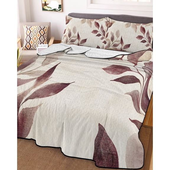 Eucalyptus Leaves King Size Down Alternative Comforter, Lightweight Comforter Quilt Bedding Set with Pillow Shams Brown Spring Botanical Aesthetic All Seasons Bed Comforter Duvet Insert 96"x106"